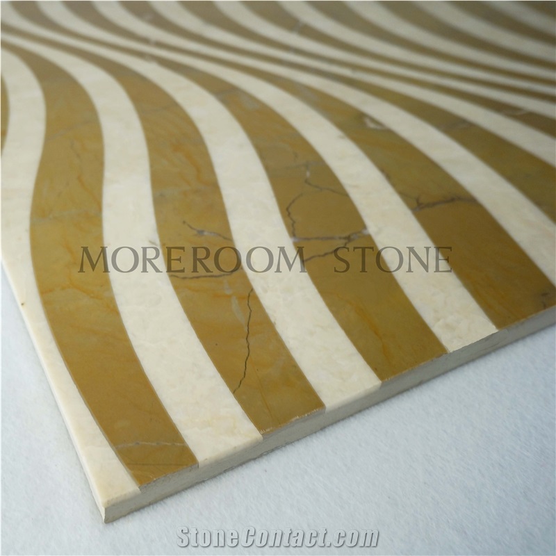 Spain Amarillo Oro Marble & Crema Marfile Marble Pattern Medallion Tiles