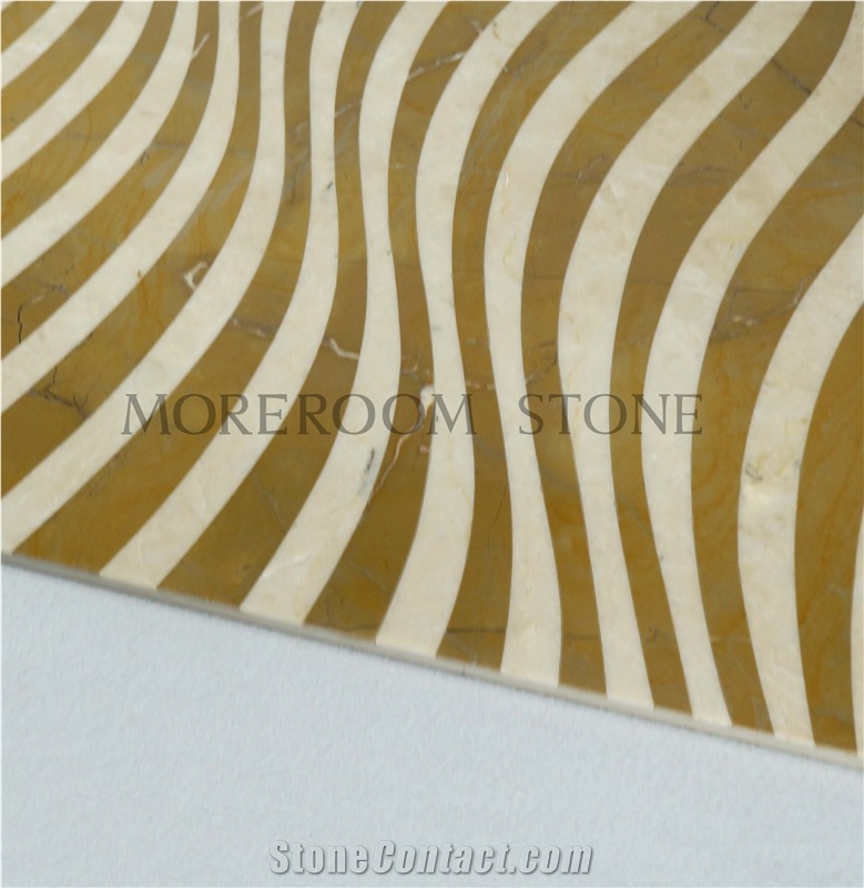 Spain Amarillo Oro Marble & Crema Marfile Marble Pattern Medallion Tiles