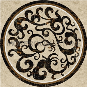 Spain Pinoso Crema Marfil Marble Polished Flooring Waterjet Medallions Marble Flower Designs Spain Marble Price
