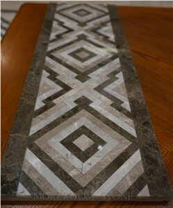Spanish Dark Emperador Marble Mosaic Border Skirtings Faux Stone Border Decoration Mosaic Border Water Jet Border Tiles Natural Stone Tiles