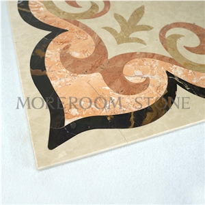 Turkey Beige Marble Floor Medallions Water Jet Marble Designs Luxury Design Living Room Decor,Burdur Beige Marble Floor Medallions
