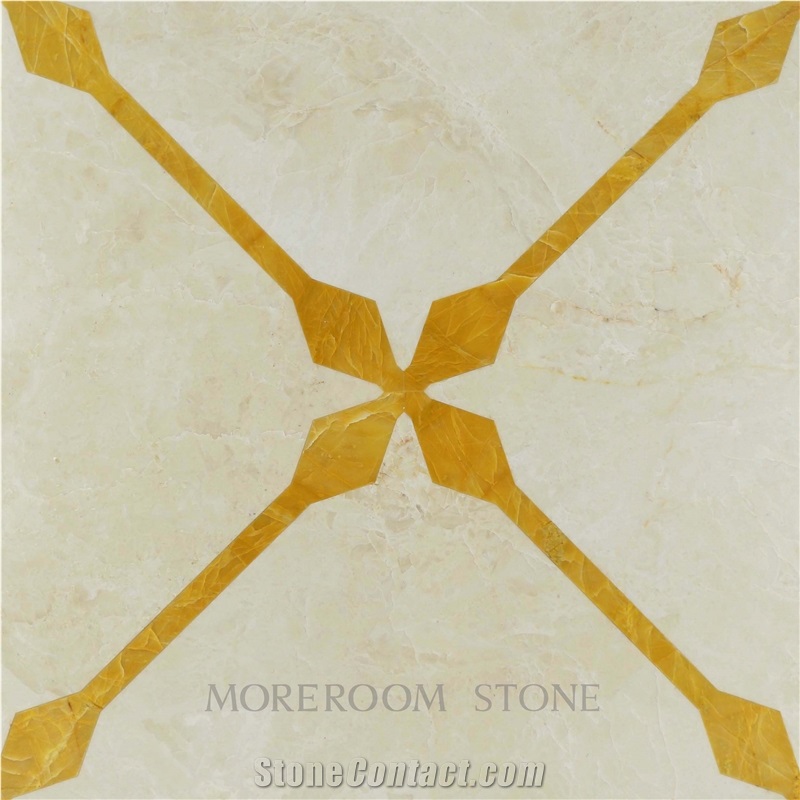 Turkey Latte Beige Marble & Chile Golden Onyx Water-Jet Marble Pattern