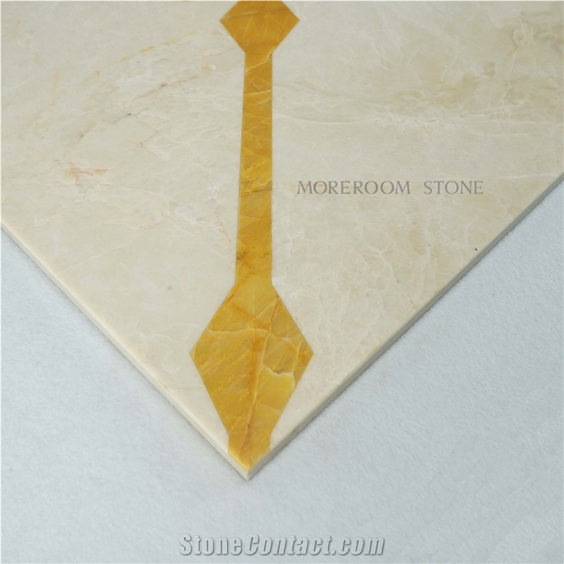 Turkey Latte Beige Marble & Chile Golden Onyx Water-Jet Marble Pattern