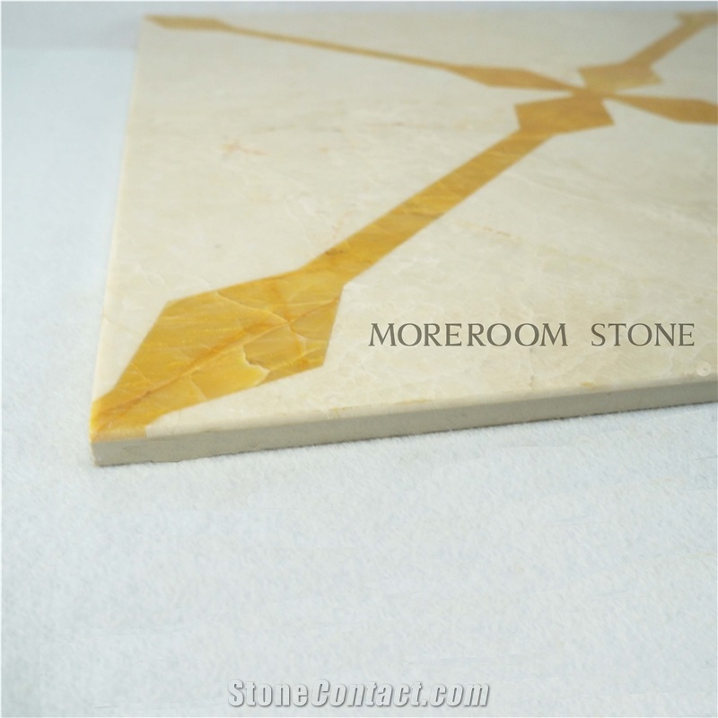 Turkey Latte Beige Marble & Chile Golden Onyx Water-Jet Marble Pattern