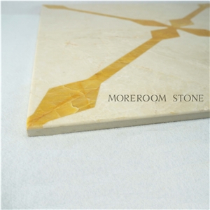 Turkey Latte Beige Marble & Chile Golden Onyx Water-Jet Marble Pattern