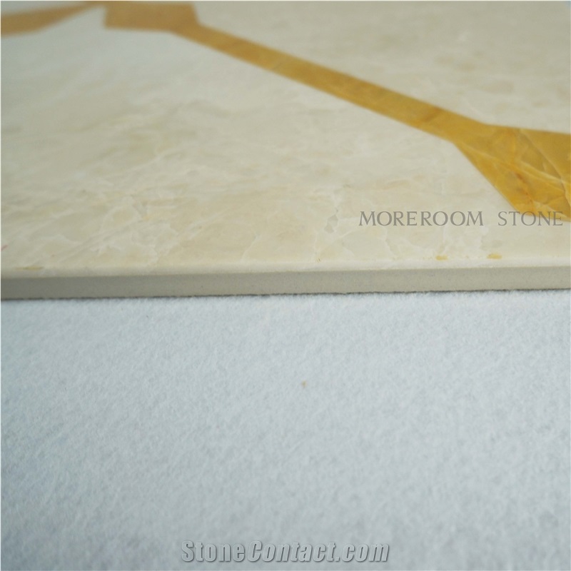 Turkey Latte Beige Marble & Chile Golden Onyx Water-Jet Marble Pattern