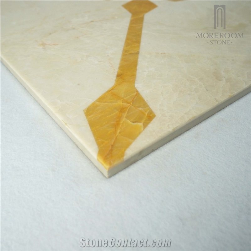 Turkey Latte Beige Marble & Chile Golden Onyx Water-Jet Marble Pattern