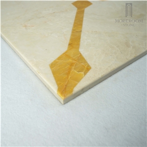 Turkey Latte Beige Marble & Chile Golden Onyx Water-Jet Marble Pattern