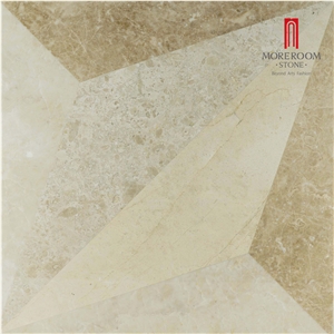 Turkey Ultraman Beige Marble Thin Laminated Water-Jet Flooring Medallion