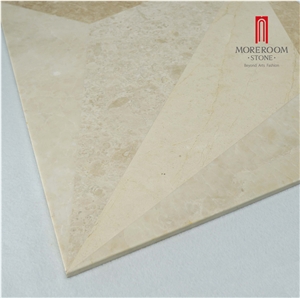 Turkey Ultraman Beige Marble Thin Laminated Water-Jet Flooring Medallion
