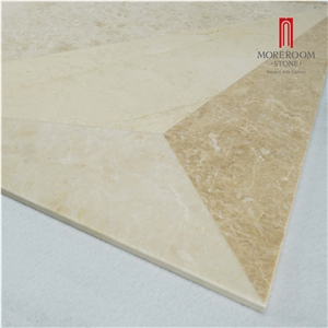 Turkey Ultraman Beige Marble Thin Laminated Water-Jet Flooring Medallion