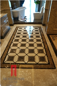Turkey Yenipazar Wave Beige Marble Square Waterjet Design Wall Panel for House Decoration