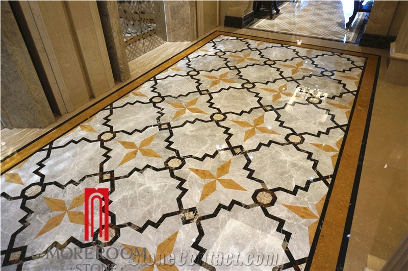 Turkey Yenipazar Wave Beige Marble Square Waterjet Design Wall Panel for House Decoration