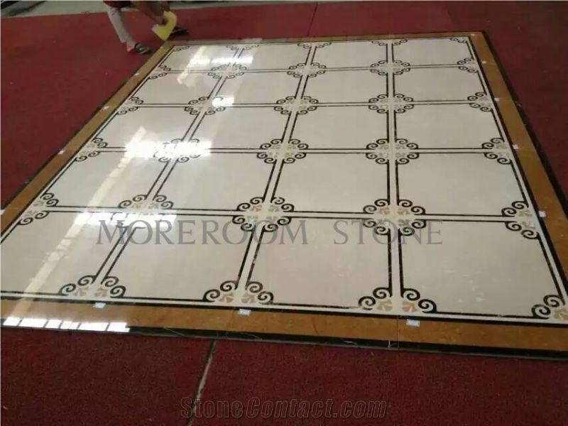 Turkish Marble Price Polished Magnolia Beige Marble Tiles Waterjet Medallion Composite Marble Tiles Floor Medallion Square Medallion Carpet Tiles Home Marble Floor Design Ceramic Backed Medallion