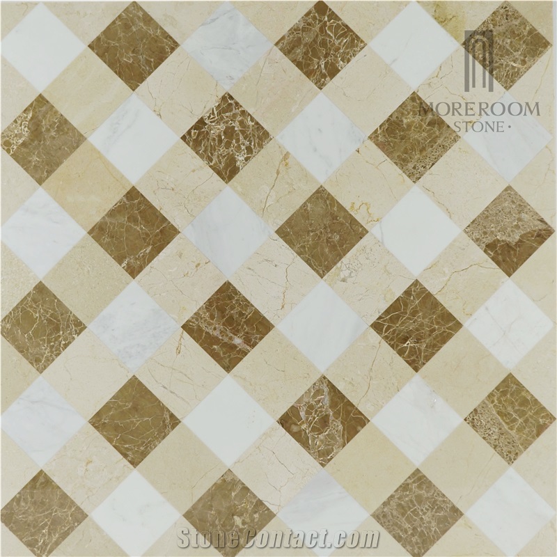 Volakas Marble Composite Flooring-Ceramic Base Marble Laminated Marble Medallion