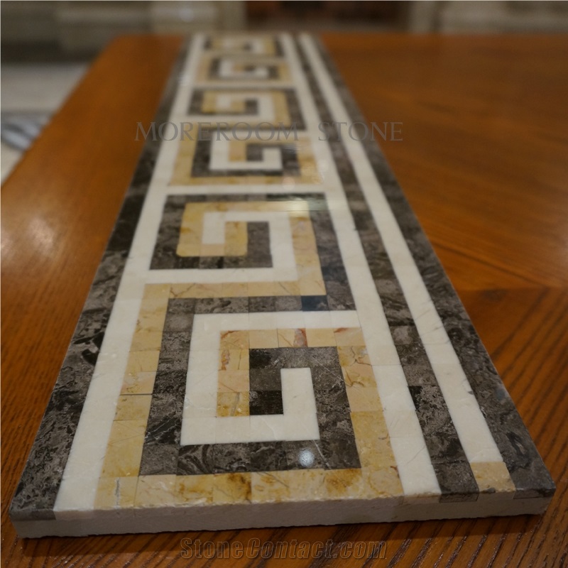 Yunfu Factory Dark Emperador Marble Border Turkish Marble Stone Marble Mosaic Border Border Decos Skirtings Faux Stone Marble Border Design
