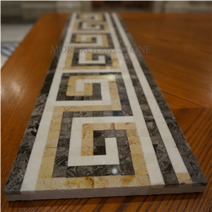 Yunfu Factory Dark Emperador Marble Border Turkish Marble Stone Marble Mosaic Border Border Decos Skirtings Faux Stone Marble Border Design
