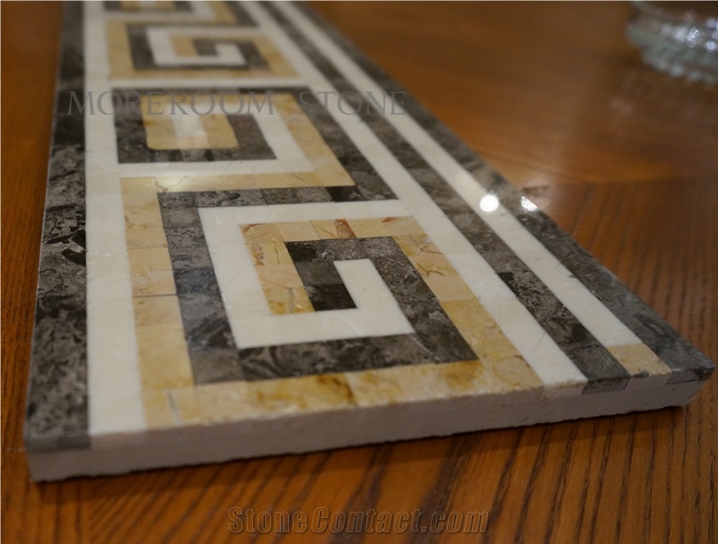 Yunfu Factory Dark Emperador Marble Border Turkish Marble Stone Marble Mosaic Border Border Decos Skirtings Faux Stone Marble Border Design