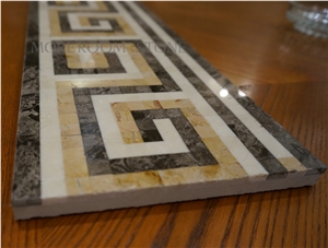 Yunfu Factory Dark Emperador Marble Border Turkish Marble Stone Marble Mosaic Border Border Decos Skirtings Faux Stone Marble Border Design
