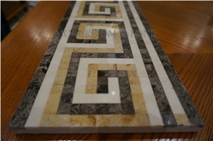 Yunfu Factory Dark Emperador Marble Border Turkish Marble Stone Marble Mosaic Border Border Decos Skirtings Faux Stone Marble Border Design