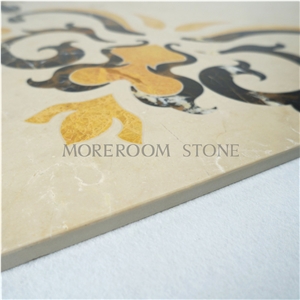 Yunfu Factory Laminated Marble Water Jet Medallion Laminate Stone Tiles, Artistic Marble Tiles Floor Medallion Colors Marble Pattern Tiles, Polished Beige Marble Natural Stone