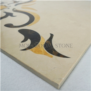 Yunfu Factory Laminated Marble Water Jet Medallion Laminate Stone Tiles, Artistic Marble Tiles Floor Medallion Colors Marble Pattern Tiles, Polished Beige Marble Natural Stone