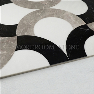 Yunfu Factory New 3d Picture Marble Waterjet Medallions Kajaria Floor Tiles Prices, White Marble, Marble Floor
