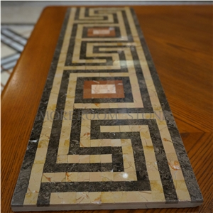 Yunfu Factory Turkish Marble Golden Rose Marble Mosaic Border Tiles Border Decoration Skirtings Faux Stone Tiles Marble Water Jet Floor Border Design