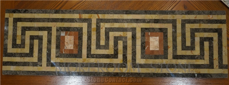 Yunfu Factory Turkish Marble Golden Rose Marble Mosaic Border Tiles Border Decoration Skirtings Faux Stone Tiles Marble Water Jet Floor Border Design