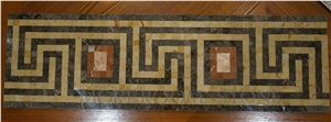 Yunfu Factory Turkish Marble Golden Rose Marble Mosaic Border Tiles Border Decoration Skirtings Faux Stone Tiles Marble Water Jet Floor Border Design