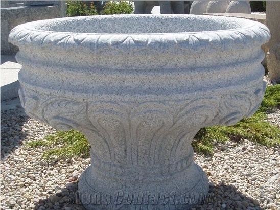 Natural Granite Stone Flower Pot, Granite Flower Planter, Stone Flower Planter Pots, Outdoor Planters