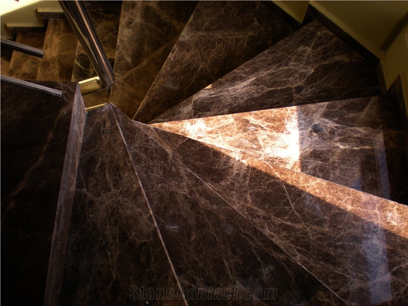 Emperador Marble Steps, Marble Stone Stairs, Stone Staircase, Emperador Marble Stairway, Luxury Marble Steps, Indoor Stairs