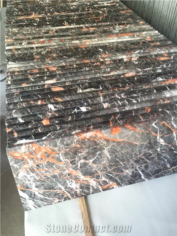 New Chinese Marble,China Lurury Marble,Mould Polished Stone, Marble Stairway, Stone Steps, Colored Red Veins Marble Step & Stairs, Chinese Brown Marble, China Tulip Marble