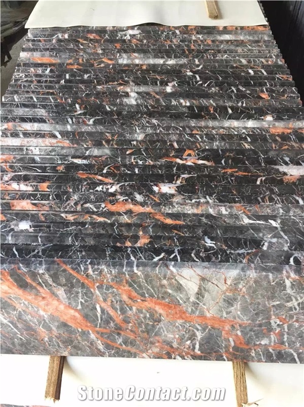 New Chinese Marble,China Lurury Marble,Mould Polished Stone, Marble Stairway, Stone Steps, Colored Red Veins Marble Step & Stairs, Chinese Brown Marble, China Tulip Marble