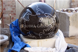 Sphere Fountain, Ball Fountain, Black Granite Ball Water Feature