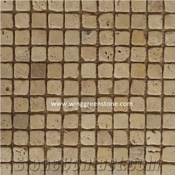 Beige Travertine Mosaic Tile, Honed or Polished Mosaic