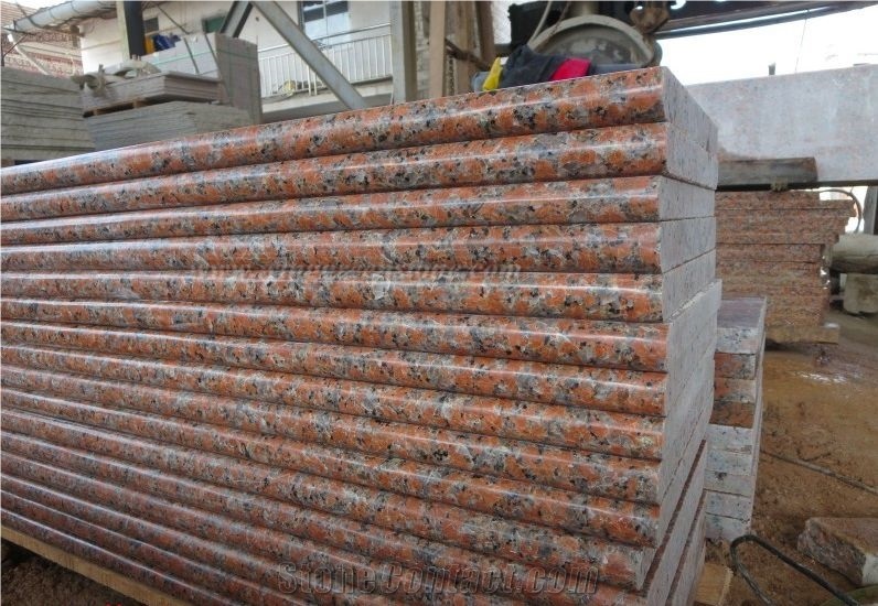 High Polished G562 Maple Red Granite Steps with One Long Edge Full Round, for Steps & Risers, Treads and Threshold