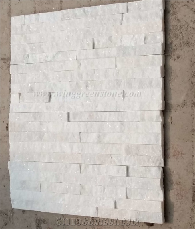 Hot Sale Pure White Quartzite Cultured Stone/Stacked Stones/Veneer Stones Panel for Exterior Decoration and Wall Cladding
