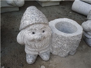 Light Grey Granite Flower Pot/Outdoor Planters/Flower Vases
