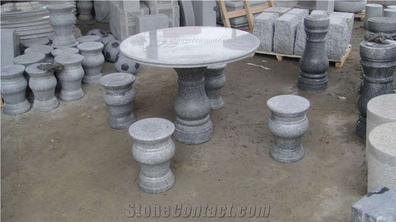 Light Grey Granite Garden Bench & Table/ Table Sets for Outdoor Decoration