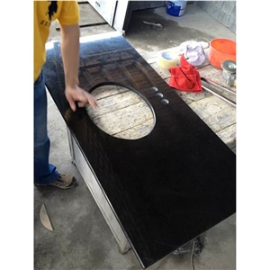 Chinese Fuding Black Granite Countertops, Polished Bathroom Countertops, Vanity Tops