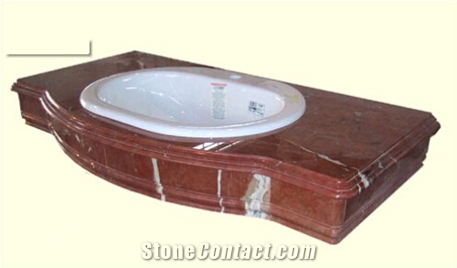 Chinese Hubei Rojo Alicante Red Marble Countertops, Polished Bathroom Countertops, Bathroom Vanity Tops