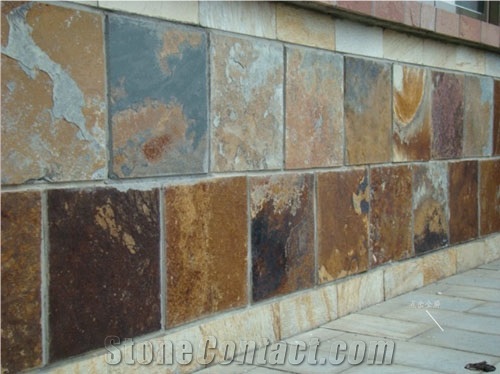 Golden Sand Slate Slabs & Tiles,Hot Sale Xingzi Rustic Golden Slate Bathroom Tiles