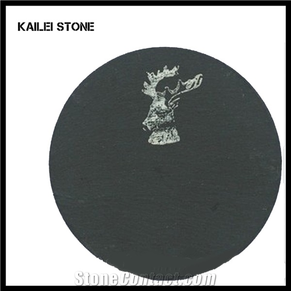 Xingzi Black Slate Coaster,Laser Engraving China Black Slate Tea Trays