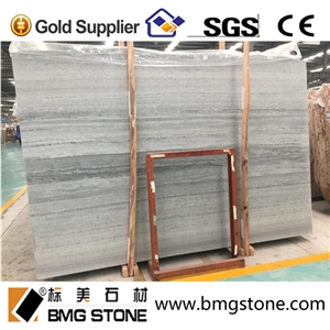 Hot Sale Wood Grain Marble Tile and Slab in Light Blue Grey Color