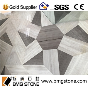 White Wooden Marble Pattern Design Tiles for Flooring, China Grey Marble