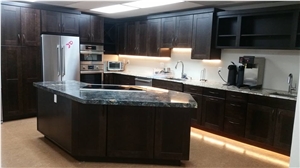 Kitchen Perimeter is 2cm Brown Persa Granite and the Island is 3cm Saturnia Gold Granite