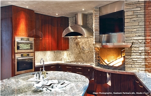 Azul Aran Granite Counters with Old Spruce Mountain
