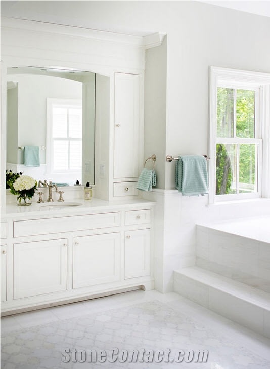 Bianco Dolomitti White Marble Bathroom Design