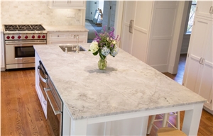 Super White Quartzite Kitchen Island Top